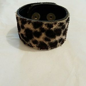 Leather Leopard Print Cuff Bracelet